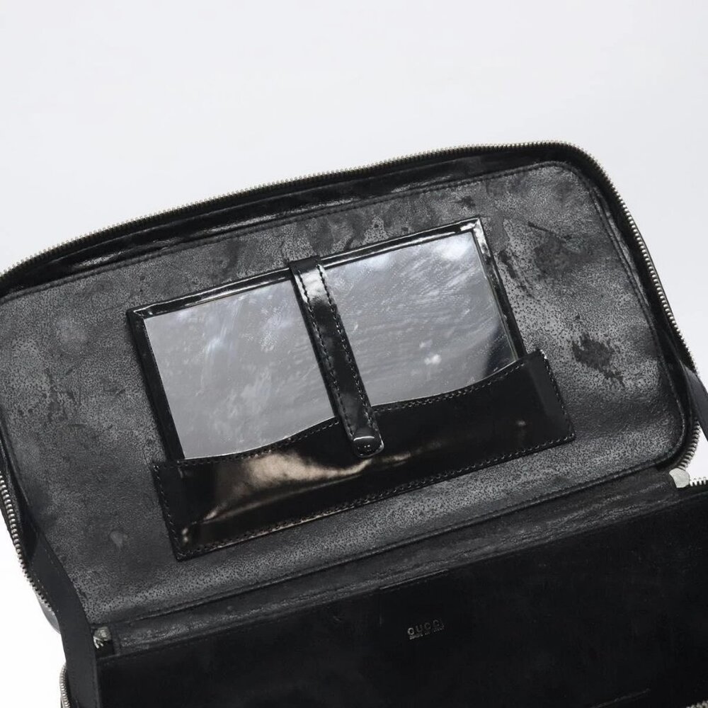 GUCCI Hand Bag Enamel Black Silver Auth am8761 - Picture 12 of 16